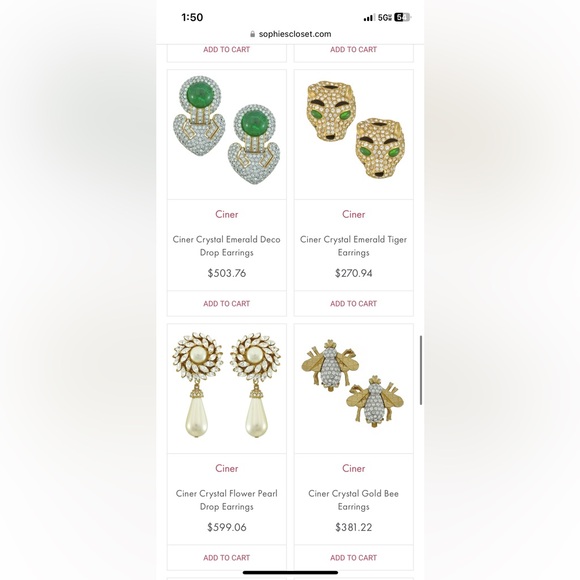 Vintage CINER Rhinestone and Pearl Clip On Earrings!  Gorgeous.  Wedding Worthy! - Picture 13 of 17